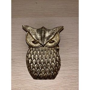 Mid Century Goldtone Owl Holder Boston Clip Hunt MFG Statesville NC